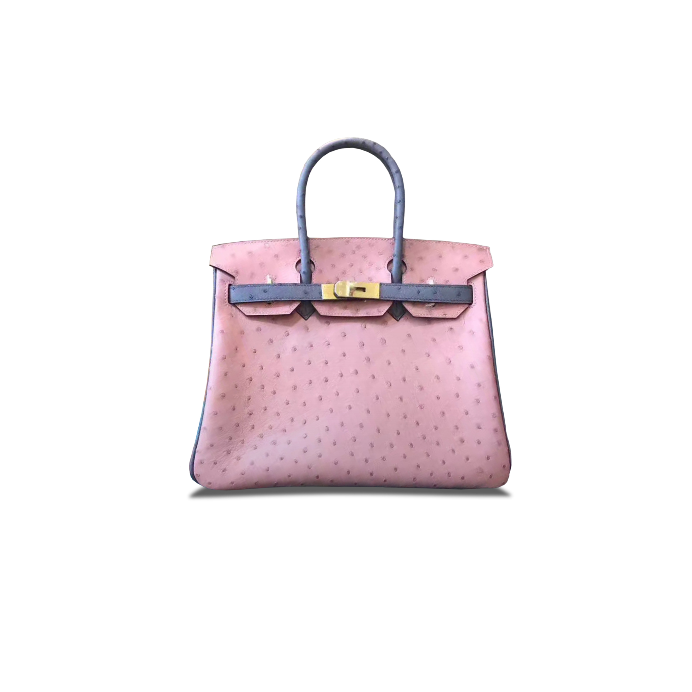 HERMÈS MASTER BIRKIN 25 OSTRICH LEATHER CERAMIC PINK AND IRIS PURPLEGOLD BUCKLE H041944CK57 (25*20*13cm)